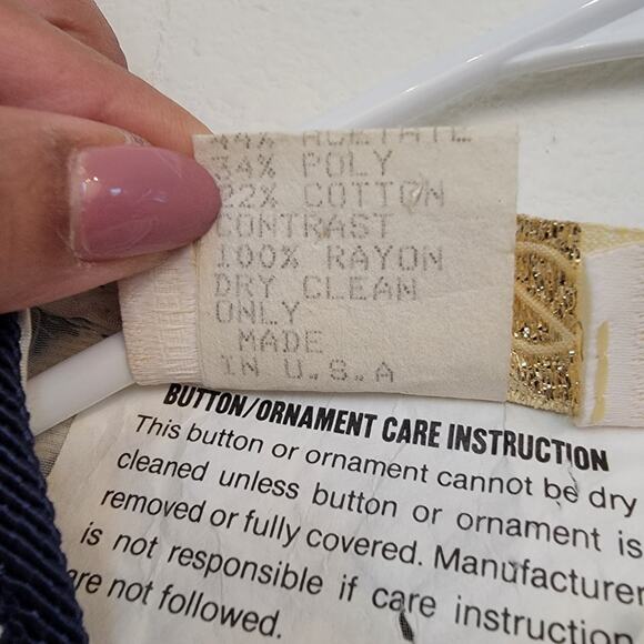 Cache Vintage Tapestry Vest Jumpsuit One Piece 80S Rhinestone Studded Mesh Panel - Picture 12 of 16